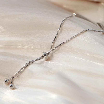 Bracelet Charm Jewelry 925 Sterling Silver Adjustable Chain Crystal Bowknot Bangle - Touchy Style