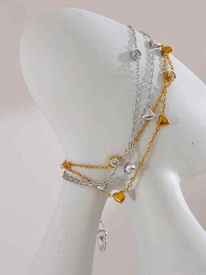Bracelet Charm Jewelry - Heart Double Layer Stacking - YH3869A - Touchy Style