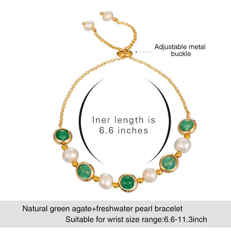 Bracelets Charm Jewelry BCJTXY35 Baroque Pearl Green Stone Rounded Bead - Touchy Style .