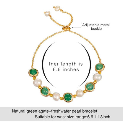 Bracelets Charm Jewelry BCJTXY35 Baroque Pearl Green Stone Rounded Bead - Touchy Style .