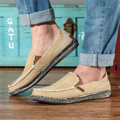 Breathable Canvas Flats Loafers Men&