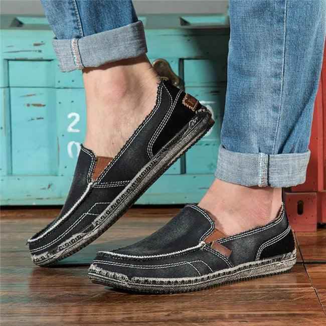 Breathable Canvas Flats Loafers Men&