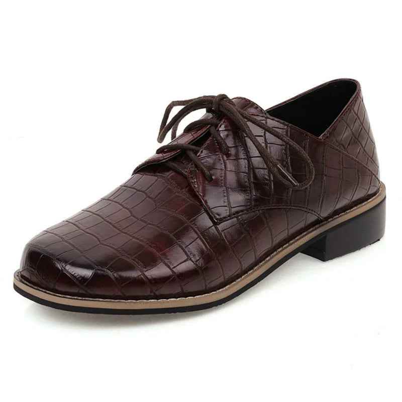 Brogues PU Leather Oxford Loafer Flats Women&