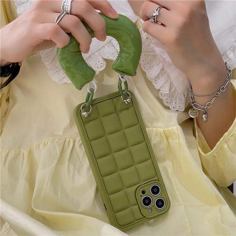 Brown 3D Square Cube Plating Cute Phone Cases For iPhone 14 13 12 11 Pro Max XS X XR 14 Plus - Touchy Style .