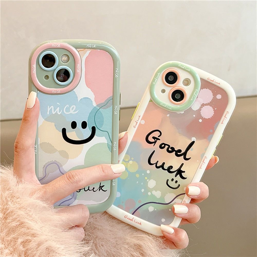 Bumper Cute Phone Cases for iPhone 14, 13, 12, 11 Pro Max - Smile Funny Face - Touchy Style .