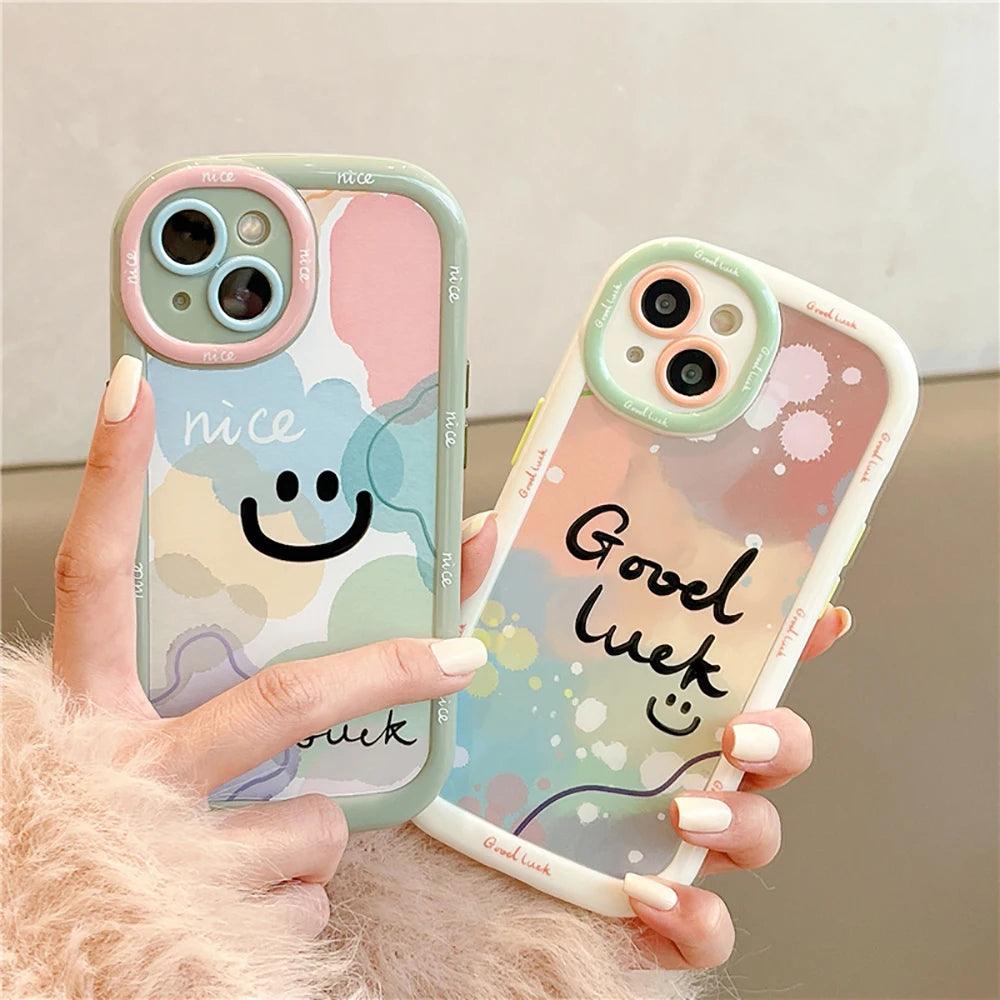 Bumper Cute Phone Cases for iPhone 14, 13, 12, 11 Pro Max - Smile Funny Face - Touchy Style
