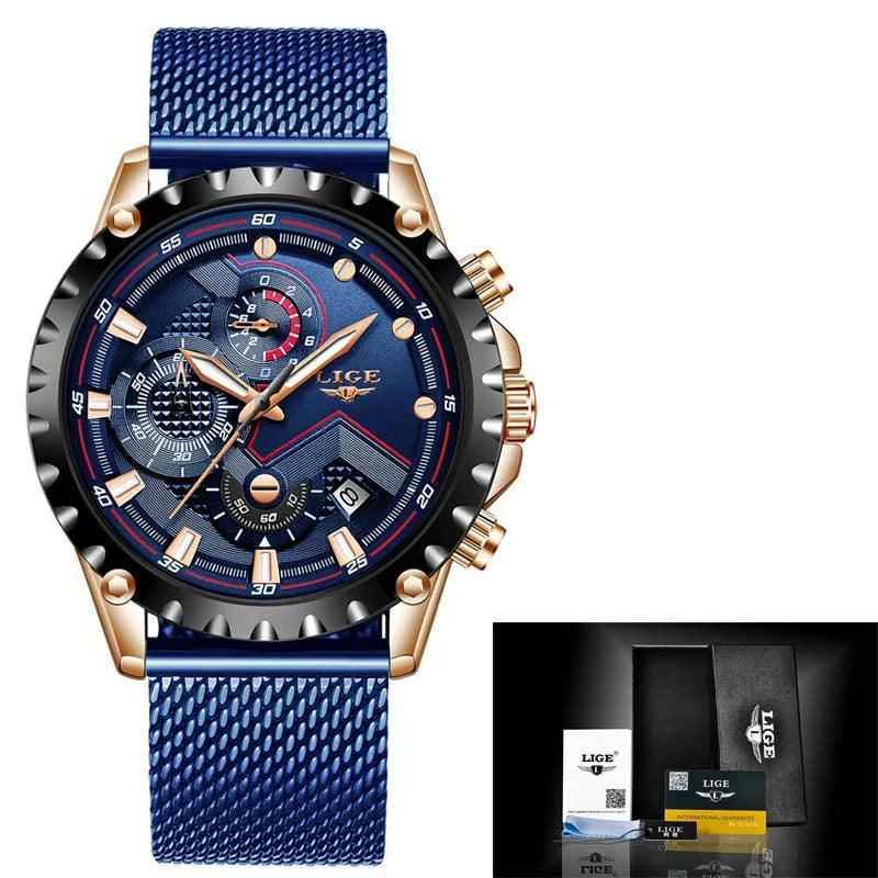 Business Simple Watch SCWTY41 Luxury Blue Stainless Steel Quartz - Touchy Style .