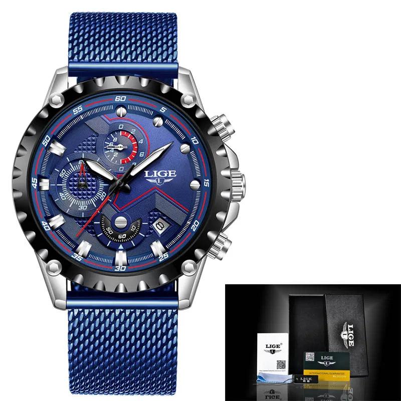 Business Simple Watch SCWTY41 Luxury Blue Stainless Steel Quartz - Touchy Style .