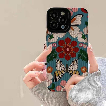 Butterfly Flowers Cute Phone Case Cover for iPhone 14 13 12 11 Pro Max, 14 Plus, X XS Max, XR, 12, 13 Mini, 7 8 Plus - Touchy Style .