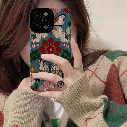 Butterfly Flowers Cute Phone Case Cover for iPhone 14 13 12 11 Pro Max, 14 Plus, X XS Max, XR, 12, 13 Mini, 7 8 Plus - Touchy Style