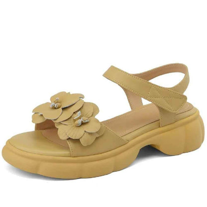 Camellia Blossom Leather Sandals - TSS105 Women&