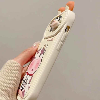Cartoon 3D Ears Panda Cow Cute Phone Case For iPhone 11, 12, 13, 14, 15 Pro Max - Touchy Style