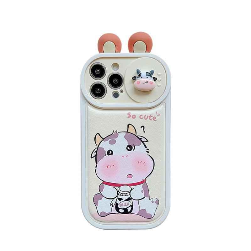 Cartoon 3D Ears Panda Cow Cute Phone Case For iPhone 11, 12, 13, 14, 15 Pro Max - Touchy Style .