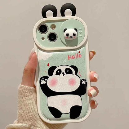 Cartoon 3D Ears Panda Cow Cute Phone Case For iPhone 11, 12, 13, 14, 15 Pro Max - Touchy Style .