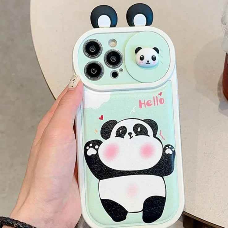 Cartoon 3D Ears Panda Cow Cute Phone Case For iPhone 11, 12, 13, 14, 15 Pro Max - Touchy Style .