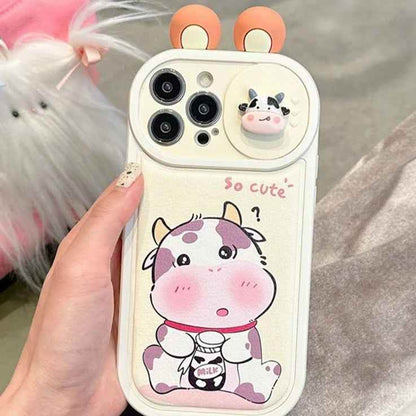 Cartoon 3D Ears Panda Cow Cute Phone Case For iPhone 11, 12, 13, 14, 15 Pro Max - Touchy Style