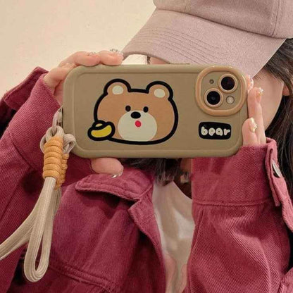 Cartoon Animal iPhone 15 Pro Max/14/13/11/12 Cute Phone Case with Portable Lanyard - Touchy Style
