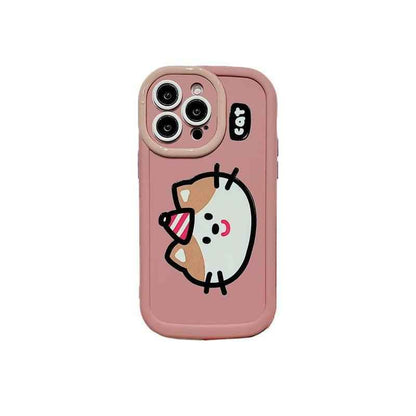 Cartoon Animal iPhone 15 Pro Max/14/13/11/12 Cute Phone Case with Portable Lanyard - Touchy Style .