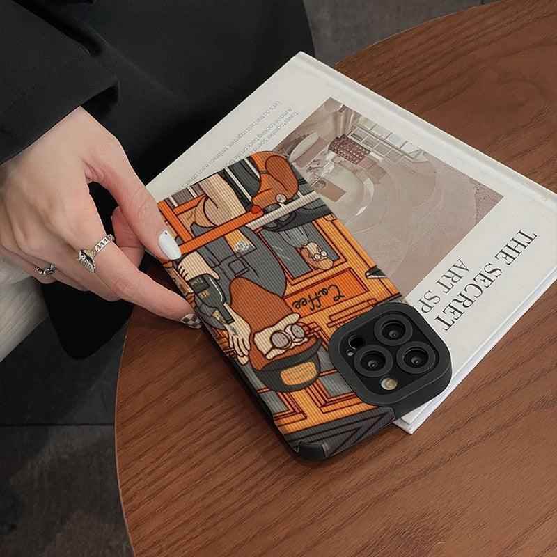 Cartoon Art Illustration Leather Phone Cases for iPhone 14, 13, 12, 11 Pro Max, Mini, XS, XR, X, 6S, 8, 7 Plus - Touchy Style