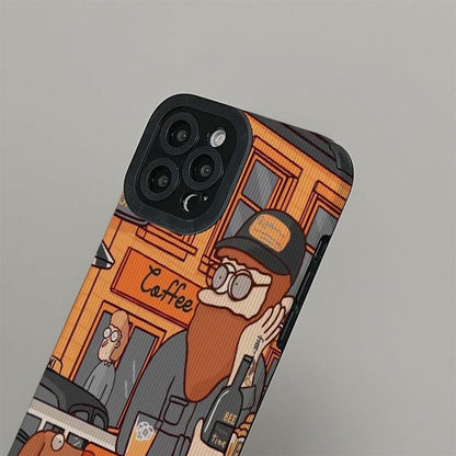 Cartoon Art Illustration Leather Phone Cases for iPhone 14, 13, 12, 11 Pro Max, Mini, XS, XR, X, 6S, 8, 7 Plus - Touchy Style .