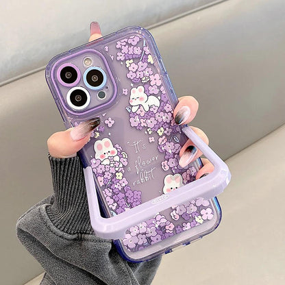 Cartoon Bear Rabbit Bumper Cute Phone Cases For iPhone 14 11 12 13 Pro Max - Touchy Style .