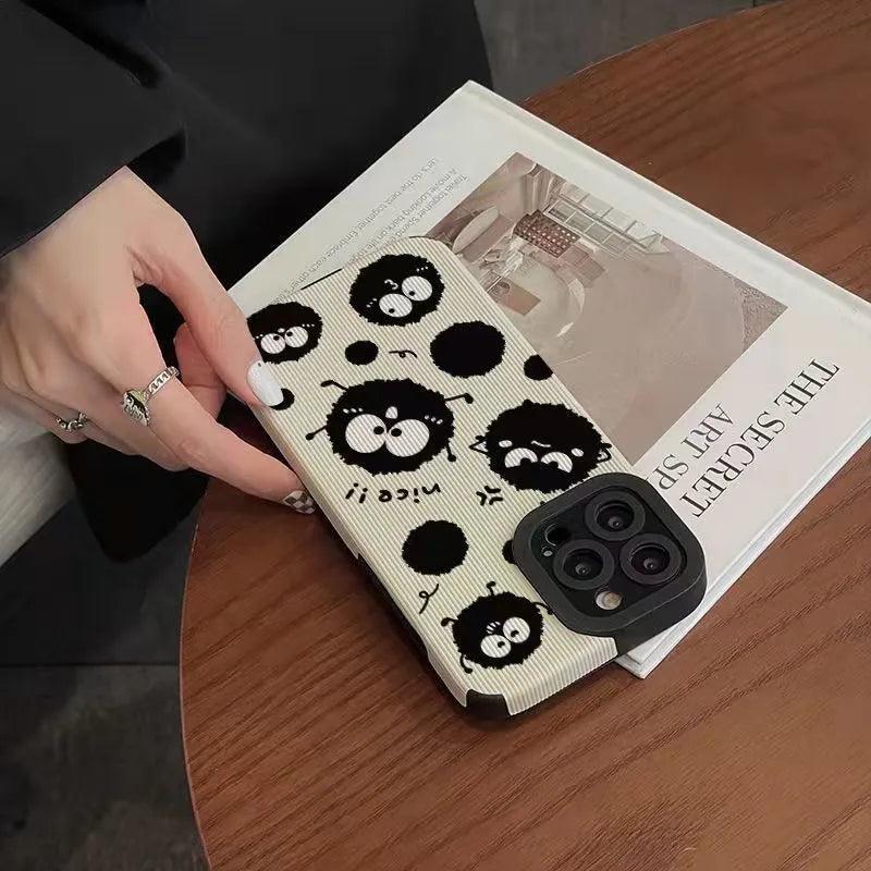Cartoon Black Briquettes Funny Cute Phone Case for iPhone 6, 7, 8, X, XS, XS Max, XR, 11, 12, 13, 14, Pro Max, and Mini - Touchy Style .
