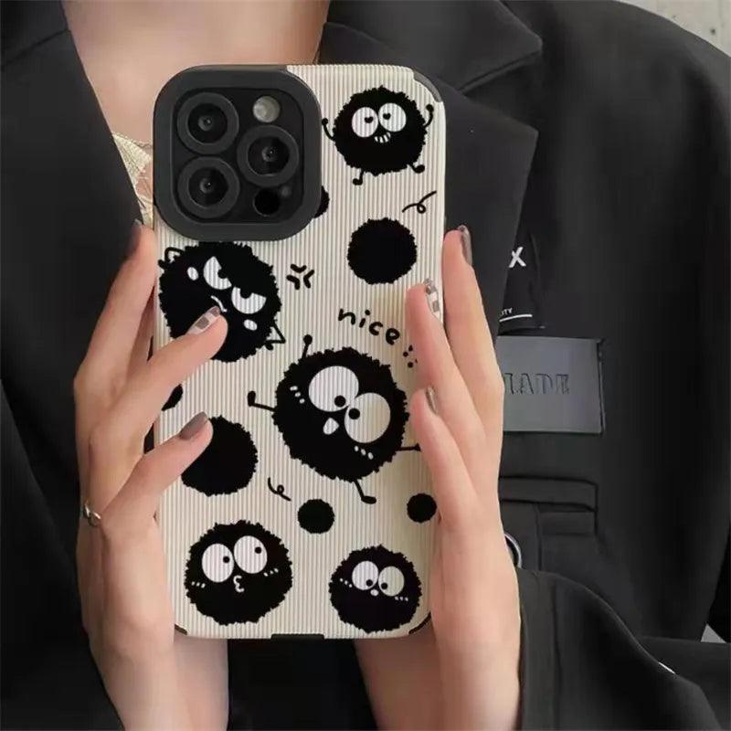 Cartoon Black Briquettes Funny Cute Phone Case for iPhone 6, 7, 8, X, XS, XS Max, XR, 11, 12, 13, 14, Pro Max, and Mini - Touchy Style .