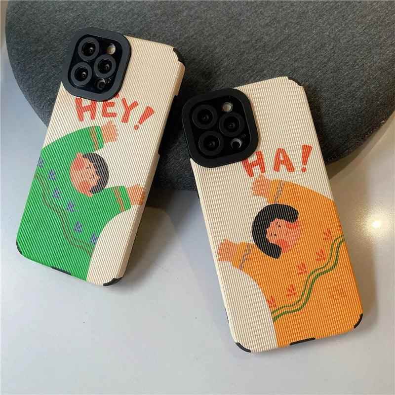 Cartoon Couple Cute Funny Phone Case for iPhone 1, 11, 12, 13, 14 Pro Max, Mini, XR, XS, 6, 7, 8 Plus, SE 2, 3 - Cover - Touchy Style