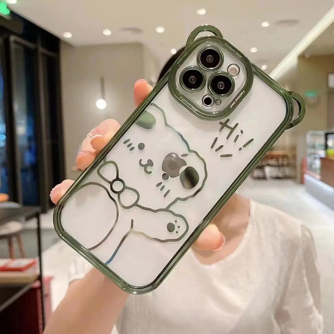 Cartoon Glitter Plating Cute Phone Cases For iPhone 14 13 12 11 Pro Max XS X 7 8 Plus - Touchy Style .