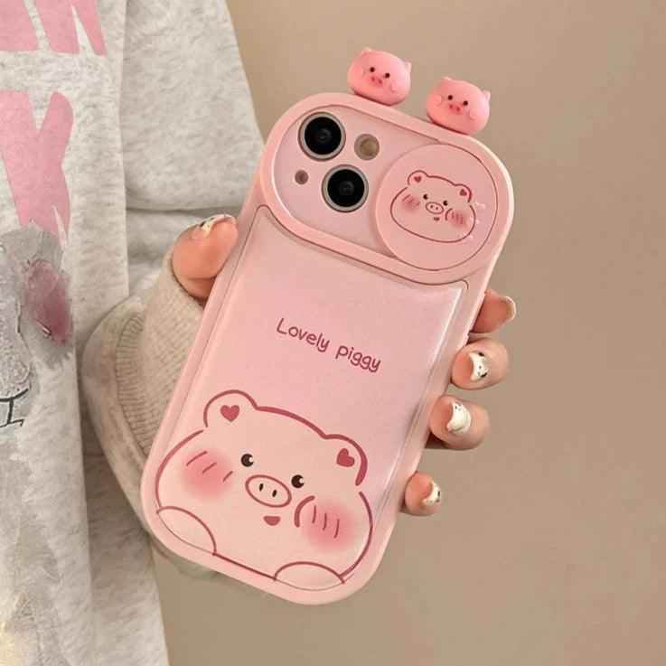 Cartoon Pink Pig, Puppy, Panda, and Cow Cute Phone Case For iPhone 15 Pro Max, 14, 13, 11, or 12 - Touchy Style .