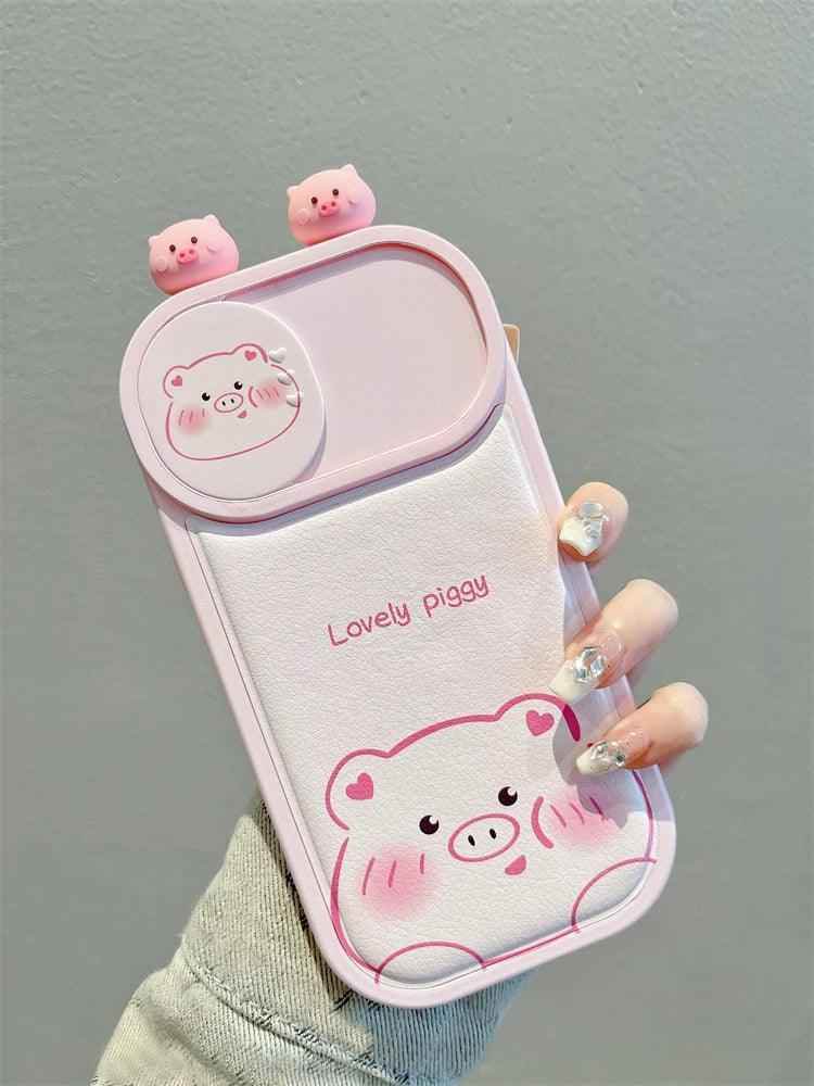 Cartoon Pink Pig, Puppy, Panda, and Cow Cute Phone Case For iPhone 15 Pro Max, 14, 13, 11, or 12 - Touchy Style .