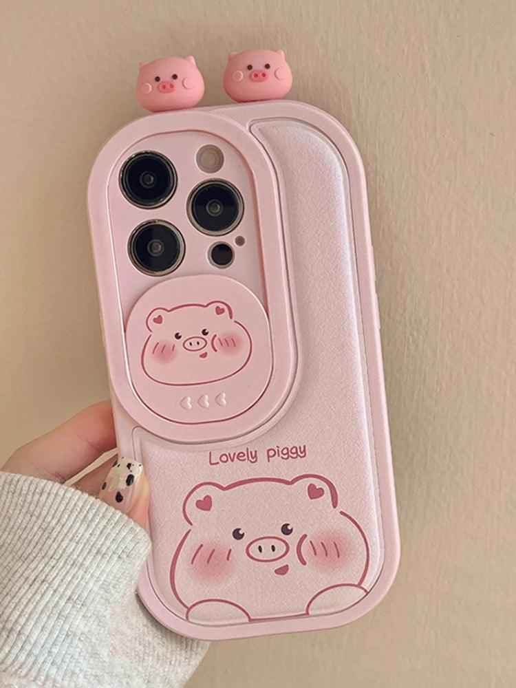 Cartoon Pink Pig, Puppy, Panda, and Cow Cute Phone Case For iPhone 15 Pro Max, 14, 13, 11, or 12 - Touchy Style
