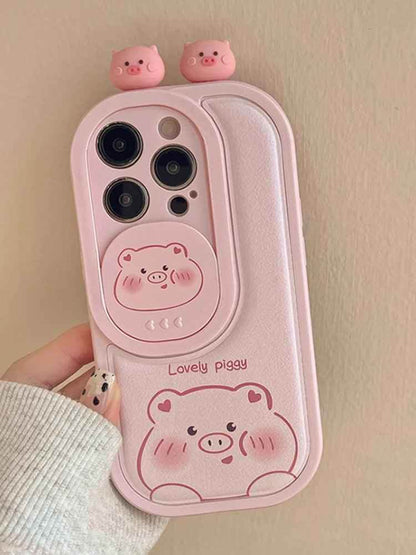 Cartoon Pink Pig, Puppy, Panda, and Cow Cute Phone Case For iPhone 15 Pro Max, 14, 13, 11, or 12 - Touchy Style