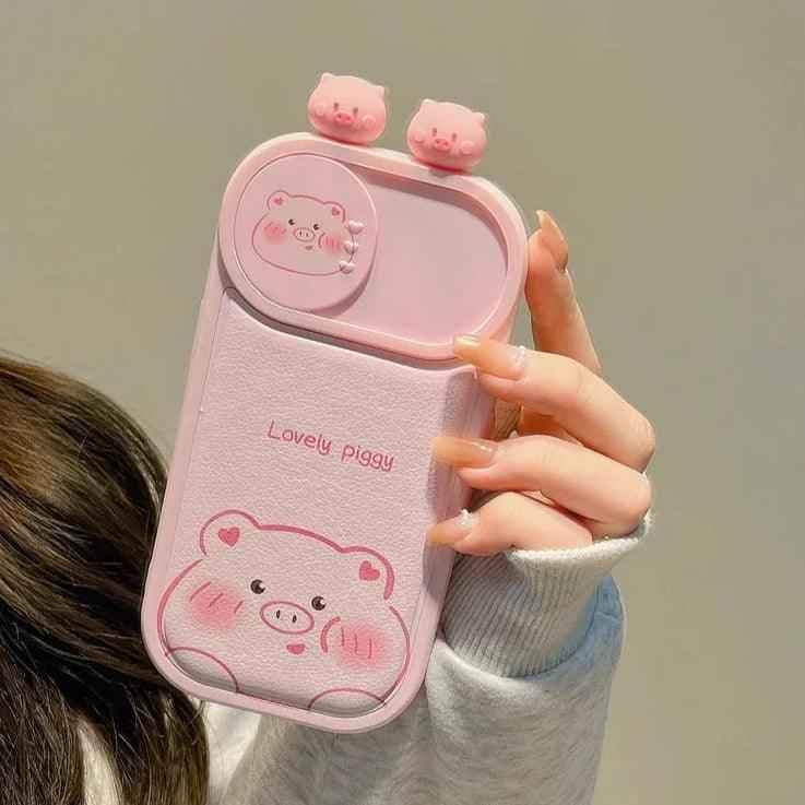 Cartoon Pink Pig, Puppy, Panda, and Cow Cute Phone Case For iPhone 15 Pro Max, 14, 13, 11, or 12 - Touchy Style .