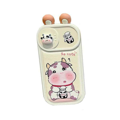 Cartoon Pink Pig, Puppy, Panda, and Cow Cute Phone Case For iPhone 15 Pro Max, 14, 13, 11, or 12 - Touchy Style .