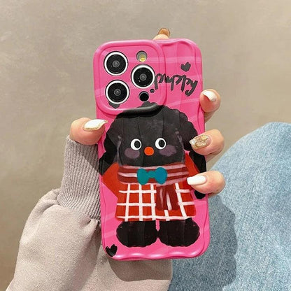 Cartoon Puppy - Pink Cute Phone Case MCPC For iPhone 11, 12, 13, 14, 15, and Pro Max - Touchy Style .
