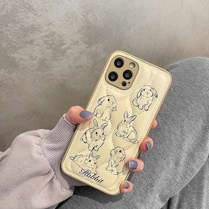 Cartoon Rabbit Curve Cute Phone Cases For iPhone 13 11 12 14 Pro Max XS XR X - Touchy Style .