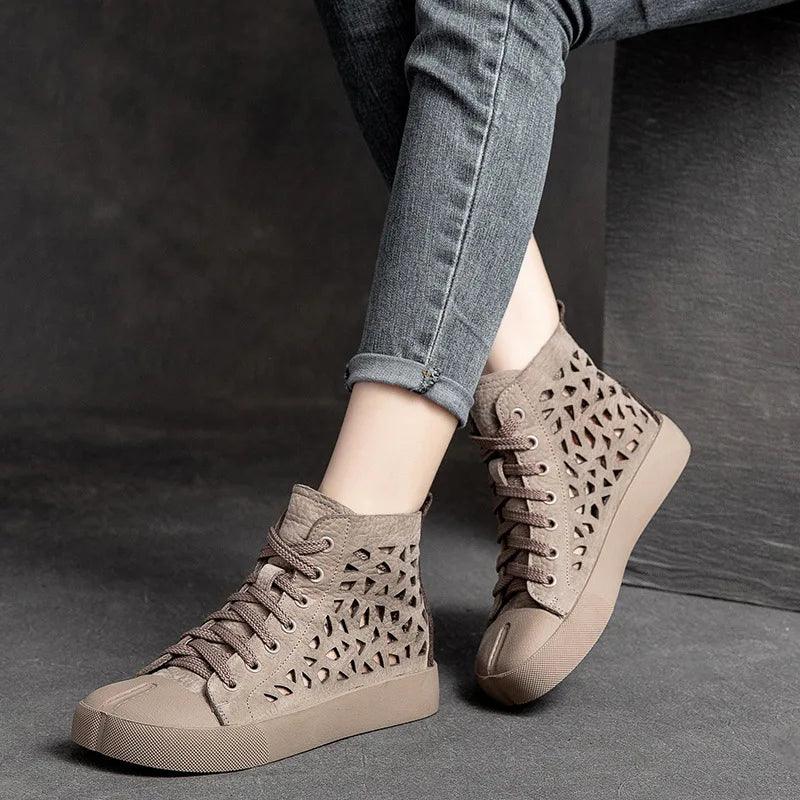 Casual Shoes For Women Fashion Breathable Genuine Leather Sneakers Flat Footwear CCS1126 - Touchy Style