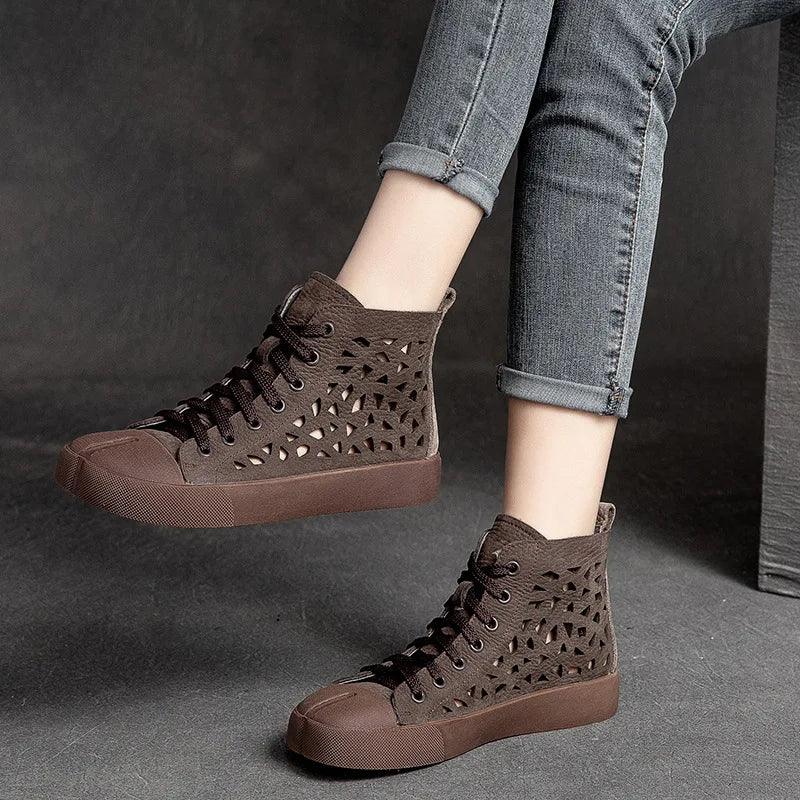 Casual Shoes For Women Fashion Breathable Genuine Leather Sneakers Flat Footwear CCS1126 - Touchy Style
