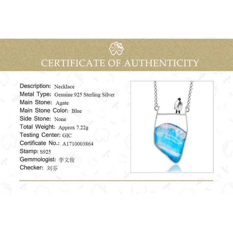 Charm Jewelry GM112 - 925 Sterling Silver Penguin Necklace with Gemstones - Touchy Style