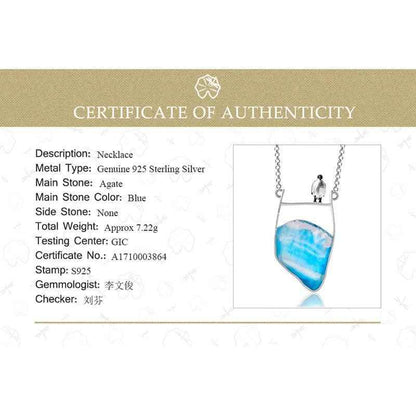 Charm Jewelry GM112 - 925 Sterling Silver Penguin Necklace with Gemstones - Touchy Style