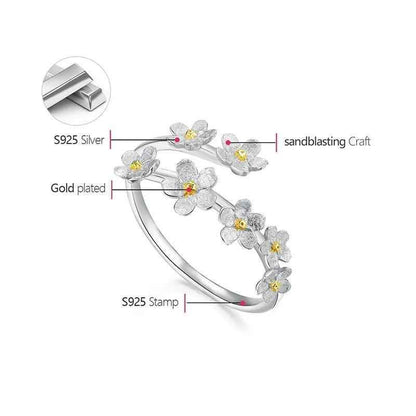 Charm Jewelry: LFJD0153 Delicate Flowers Adjustable Finger Rings - Touchy Style