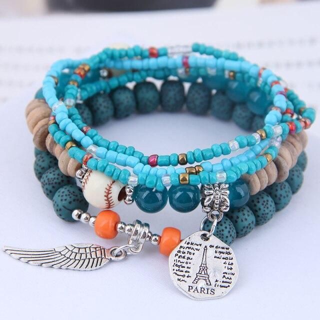 Charm Jewelry Set Beaded Charm Bracelets Set For Women Simple Coins Multilayer Bracelet Bohemian Jewelry 2021 - Touchy Style .