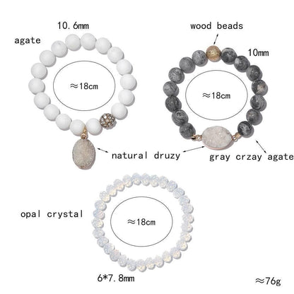 Charm Jewelry Set Natural Druzy Stone Charm Bracelet For Woman 2021 Round Quartz Agates Faceted Crystal Beads Jewelry - Touchy Style .