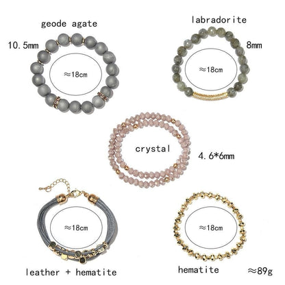 Charm Jewelry Set Natural Druzy Stone Charm Bracelet For Woman 2021 Round Quartz Agates Faceted Crystal Beads Jewelry - Touchy Style .