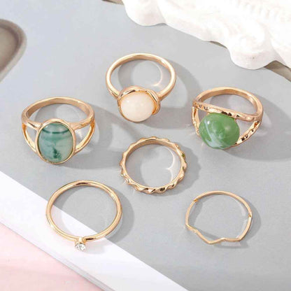 Charm Jewelry Set Vintage Geometric Acrylic Alloy Joint Ring Set Bohemian Metal Curved Finger Ring 2021 Fashion - Touchy Style