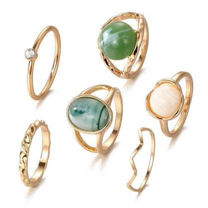 Charm Jewelry Set Vintage Geometric Acrylic Alloy Joint Ring Set Bohemian Metal Curved Finger Ring 2021 Fashion - Touchy Style