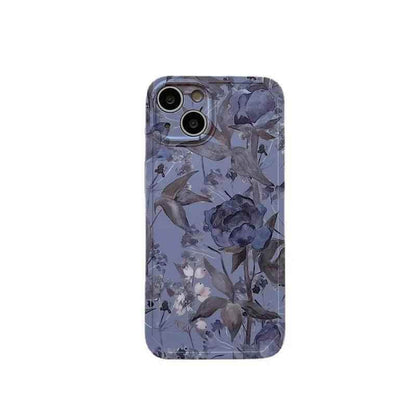 Charming Gray Flowers Oil Painting Cute Phone Cases For iPhone 12 Pro Max 13 11 14 And 14 Pro - Touchy Style .