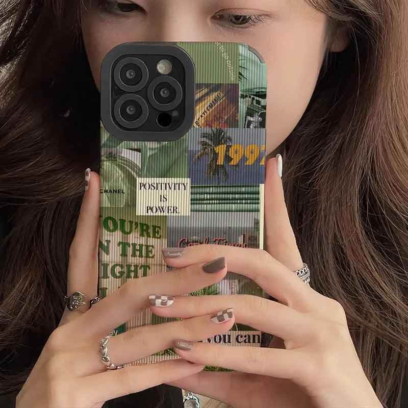 Charming Green Plants Illustration: Cute Phone Case with Soft Cover for iPhone 15, 14, 13, 12, 11 Pro Max, XR, X, XS Max, 7, 8 Plus, and SE - Touchy Style