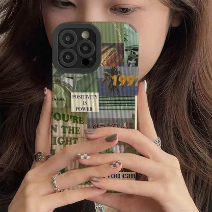Charming Green Plants Illustration: Cute Phone Case with Soft Cover for iPhone 15, 14, 13, 12, 11 Pro Max, XR, X, XS Max, 7, 8 Plus, and SE - Touchy Style
